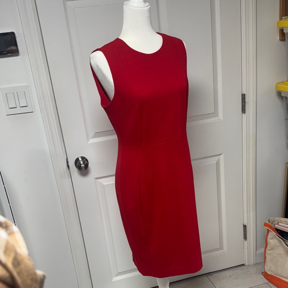 Calvin Klein Red sleeveless work party Dress